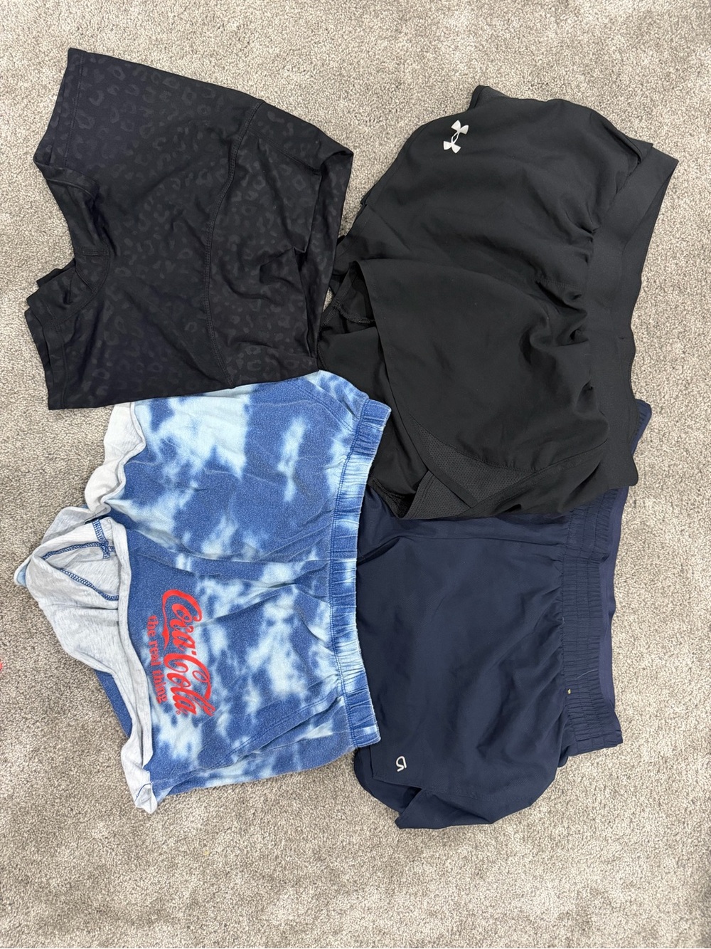 Mixed Athletic Shorts Bundle - Black, Navy, Tie-Dye Blue-all size medium